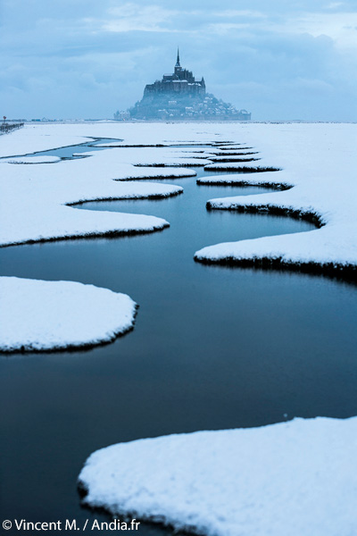 Mont-Saint-Michel Schnee