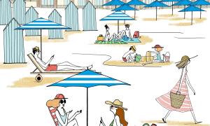 Grafik Frauen am Strand