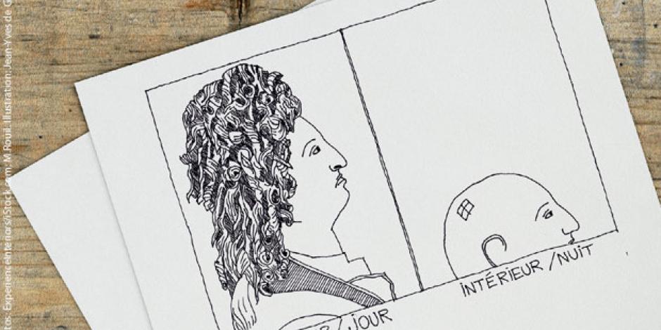 Illustration: Mann mit Perücke