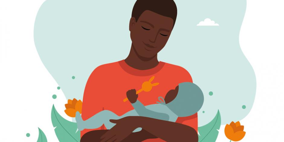 Vater mit Baby in den Armen